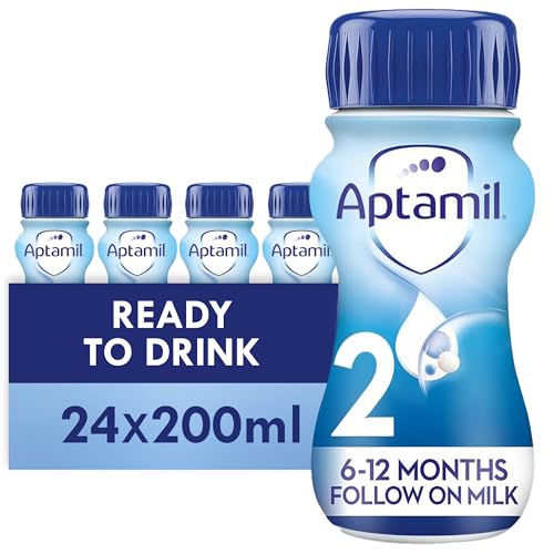 Aptamil 2 Follow On Baby Milk Ready to Use Liquid Formula 6-12 Months 200 ml (Pack of 24 bottles)