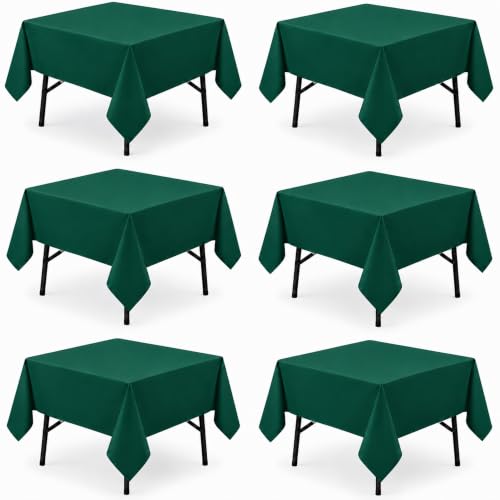 Image of 6-Pack 60x60 inch Blackish Green Table Cloths, Solid Stain and Wrinkle Resistant Tablecloth, Premium Plain Weave Polyester Fabric Rectangle Table Linen Covers for Hotel, Banquet