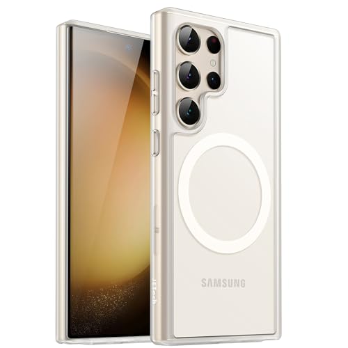 Image of JETech Magnetic Case for Samsung Galaxy S23 Ultra, Frosted Clear | Cover Compatible with MagSafe, Translucent Matte Back, Shockproof Protection
