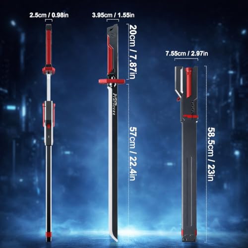 Image of 31.5 inch Spark Sword for Kids and Adults, Led Light Up Sword with Sparks, Sound & Fog, Type-C Rechargeable, Sparking Sword for Anime Cosplay Red