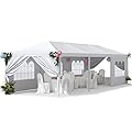 Greesum 10x30 Outdoor Canopy Tent Patio Camping Heavy Duty Gazebo Shelter Party Wedding BBQ Events with Side Removable Walls, Waterproof Shelter, White