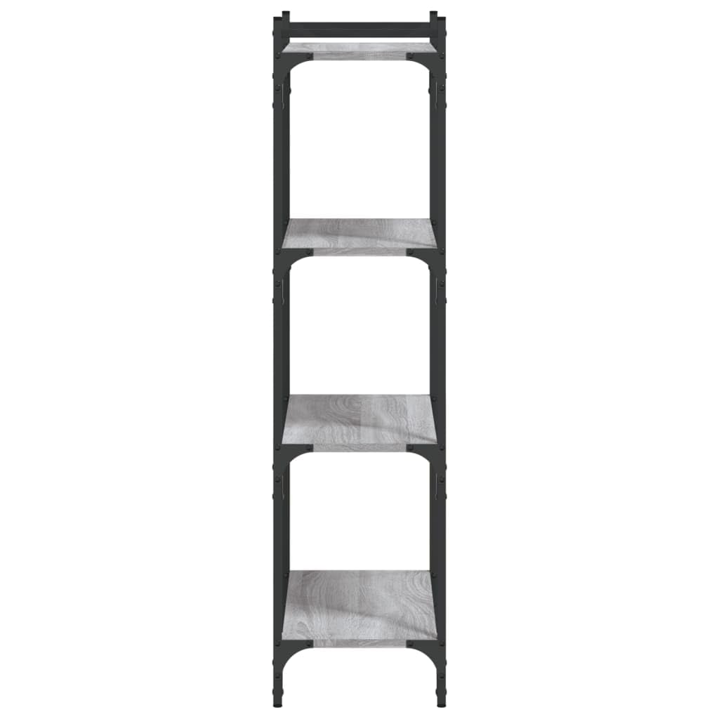 Homgoday Regał na książki, 4 półki, stojący, biurowy, magazynowy, do przechowywania, regulowane nogi, do salonu, gabinetu, biura, szary, Sonoma, 60 x 30 x 120 cm, materiał drewnopochodny