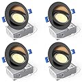 Ensenior 4 Pack 4 inch 5CCT LED Gimbal Led Recessed Light with Junction Box, 360°+90° Adjustable Directional Lighting, Dimmable, CRI90+, 2700K/3000K/3500K/4000K/5000K, 900LM, 10W=85W-ETL&FCC, Black