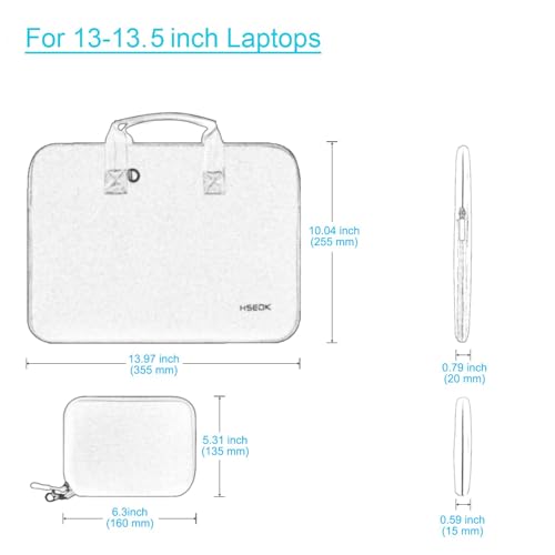 HSEOK Laptop Sleeve 13 13.3 13.5 Inch Case for MacBook Air Pro 13"-13.3", Surface Laptop 13.5", Water Repellent Elastic Neoprene Notebooks Hand Bag with Handle and Small Case, Pink