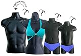 DisplayTown Black 4 Mannequin Forms - Male Female Child & Toddler Torso Hanging Mannequin Set Hollow Back Plastic Body Forms, S-M Sizes