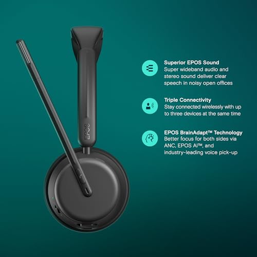 Image of EPOS Impact 1060 ANC Professional Bluetooth Headset - Double-Sided, Premium Noise Cancellation, AI, Intuitive Control, for Concentrated Work in Noisy Environments.