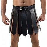 JIAHG Halloween Medieval PU Leather Roman Soldier Armor Skirt Gothic Viking Adjustable Buckle Tassel Belt for Warrior Cosplay Costume Accessories