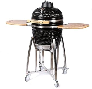 Fresh Grills Ceramic BBQ Grill - Mini Kamado BBQ Oven, Barbecue Grill and Charcoal Smoker with Stand - Portable Oven for Outdoor Cooking and Camping (18 inch - Maxi)