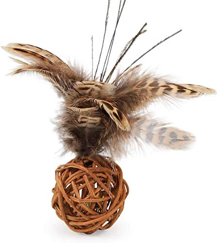 PETS EMPIRE Feather Rattan Ball Cat Toy with Bell Kitten Interactive Playing Toy Funny Cat Toy Cat Training Toy 1 Piece (Color May Vary) (B08TMM6M3T) Amazon Price History, Amazon Price Tracker