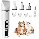 [Tosatrice per cani 4 in 1]: Il nostro kit per la toelettatura del cane 4 in 1 include un tagliapiedi standard, una lama per tagliare le zampe, una lima per unghie e una testina curva per una rifinitura di precisione. Le tre testine sono adatte per tagliare zampe, orecchie, muso e parte posteriore, nonché la maggior parte del pelo dei gatti. È inclusa anche una lima per unghie per tagliare gli artigli.