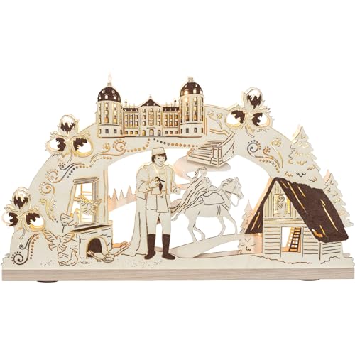 Saico - Premium LED Schwibbogen „DREI Haselnüsse für...