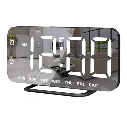 Slim LED Digital Alarm Clock, Mirror Surface for Makeup,...