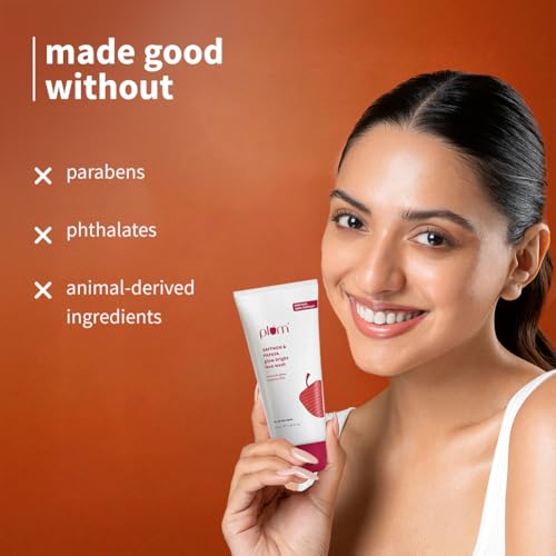 Image of Plum Saffron & Papaya Glow Bright Face Wash | Enhances Glow & Brightens Skin | With Vitamin B5 | Fights Dull Skin | Non-Drying, Gel-Based, Sulphate-Free Face Wash | For All Skin Types | 100% Vegan | 50ml