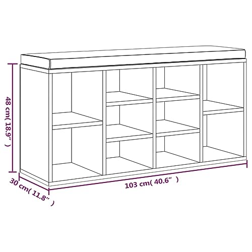 Banc à chaussures noir en bois 103cm à 10 compartiments pour entrée - 3