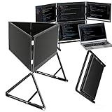 Tragbarer Multi-Screen für Laptops, 15,6-Zoll-Dreifach-Monitor-Erweiterer mit FHD 1080p, Plug & Play-Einrichtung, mit 360°-Drehung für optimale Betrachtung, kompatibel mit 12'-17,3'-Windows