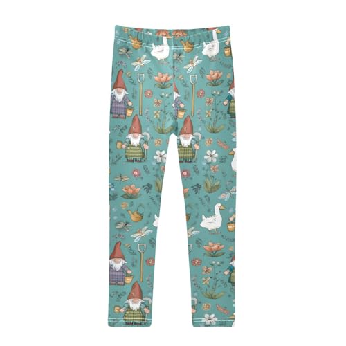 ALAZA Girls' Leggings Children's Yoga Pants Skinny Printed Dance Gnome Duck Cute Comfortable 4T