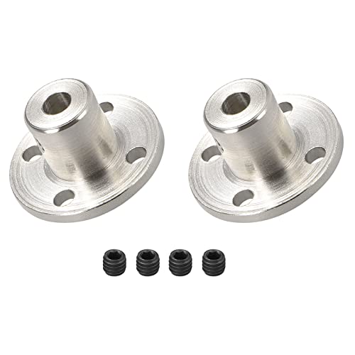 DMiotech 2 Pack 4mm Innen Durchmesser H12xD10 Flansch Kupplung Anschluss Starre Leitfaden Welle Unterstützung Kuppler Welle Kupplung mit Schrauben für DIY RC Modell Motoren Silber