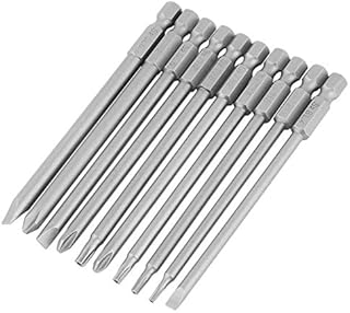10Pcs Magnetic Screwdriver Bits, 1/4" Hex Shank Flat Slotted Phillips Cross Head Screwdriver Bit Sets, S2 Steel Screw Driver Drill Bits for Electric Screwdrivers