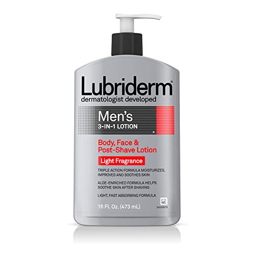 Lubriderm Men's 3-in-1 Lotion, Body, Face and Post-shave Lotion, Light Fragrance, 16 Ounce (Pack of 2)