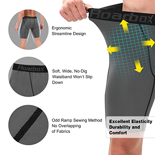 Roadbox Compression Shorts For Men 3 Pack Cool Dry Athletic Workout Underwear Running Gym Spandex Baselayer Boxer Briefs #TOP5