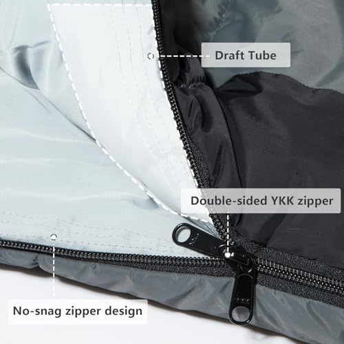 BISINNA Mummy Sleeping Bag for Adults - 4 Season Sleeping Bag Connectable Design Adjustable Hood for Warmth Windproof YKK Zipper - Camping Hiking Backpacking, Survival Gear - Image 6