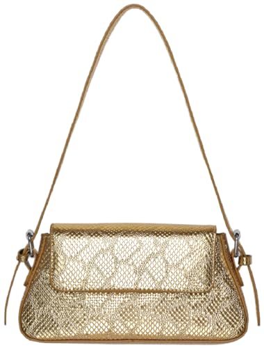 Image of Silver Metallic Evening Bag for Women Y2K Silver Leather Shoulder Bags Sparkle Purse for Prom Wedding Party | Sparkle Purse