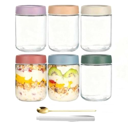 Zbozzba Overnight oats gläser 500ml Joghurtgläser mit deckel 6 Stück