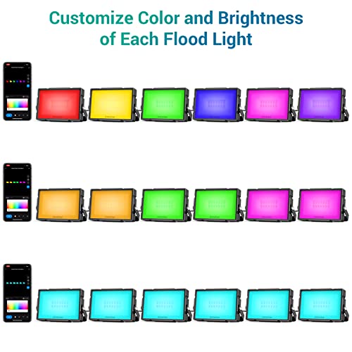 Ustellar Rgb Flood Light Outdoor, Smart Wifi Rgbw Landscape Lights+Warm White 2700K, 40W App Control Christmas Spotlight Works With Alexa, Color Changing Uplights Ip66 Waterproof, Plug & Play (6 Pack) #TOP4