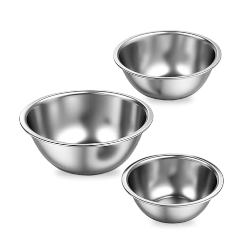 Image of Wonderchef Ambrosia Stainless-Steel Mixing Bowl (3 Pcs.) | 17 cm (775ml), 20 cm (1.35 L), 24 cm (2.4 L) | Stackable, Food-Grade, Non-Corrosive, Sturdy | Use to Mix, Marinate, Serve | 1-Year Warranty
