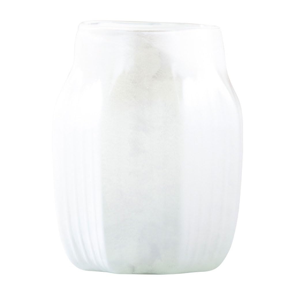 EINES White Glass Vase Simple Style Home Dining Table Desktop Flower Entrance Dried Arrangement Container(A)