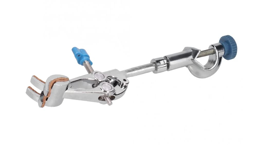 King Mariot Medical Equipments Four Finger Prong Clamp Heavy Duty With Cork Pad and Boss Head Zinc Alloy Chrome Plated Durable Lab Clamp For Bottles & Test Tubes Labware Biology Chemistry Laboratory