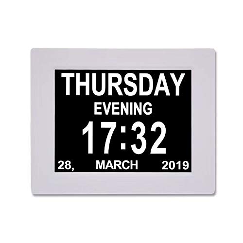 8 Zoll Digitaler Wecker Kalender Tag Uhr Großer Schrift Nicht Abgekürztem Monat Seniorenuhr Erinnerungsfunktion Für Senioren &