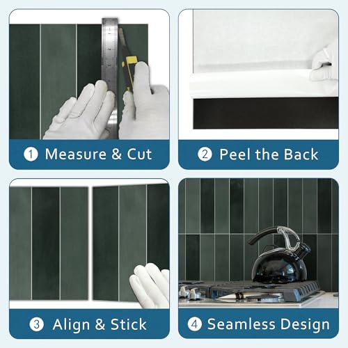 Dale vida a tu cocina con azulejos de pared autoadhesivos 3D en tonos verdes de 9x9 pulgadas 5
