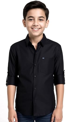 CHARCHIT Boys Full Sleeves Embroidered Solid Shirt