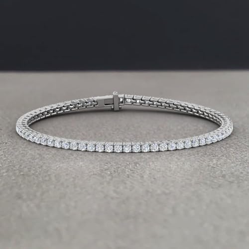 Image of 2 to 7 Carat Natural Diamond Tennis Bracelet for Women in 14K Gold (7 Inch) - IGI Certified (I1-I2 Clarity)