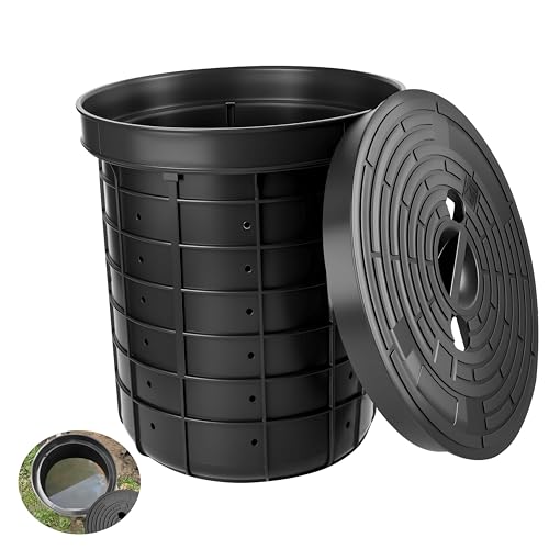 Image of 13 x 10.2 x 15 Inch Medium Perforated Sump Pump Basin and Lid Combo, Heavy-Duty Plastic Sump Pump Pit for Kitchen Sinks, Crawl Space, Sewage Pump Wells Residential Drainage Systems