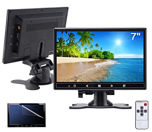 BEYI Écran 7 Pouces TFT LCD Entrée AV/VGA/HDMI Ultra-Mince Portable Moniteur Full HD 1024x600, avec Boutons Tactiles, Haut-Parleur Intégré, Compatible avec Caméra de Sécurité Surveillance