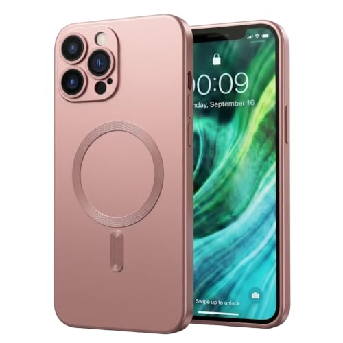 Image of amazon basics Premium Mag-Safe Case for iPhone 15 Pro Max | Shockproof & Anti-Scratch Cover | Soft Silicone with Wireless Charging | Camera Lens Guard - Rose Gold