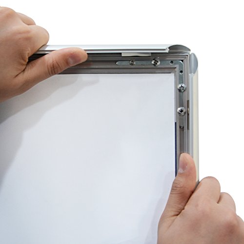 T-SIGN Snap Open Aluminum A-Frame Sidewalk Sign, 24 x 36 Inch Poster, White Dry Erase Surface, Silver Double Sided Sandwich Boards, Indoor and Outdoor