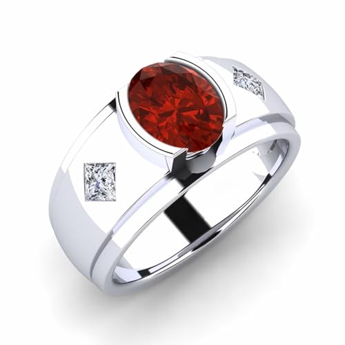 Ruby Rings for Men 925 Sterling Silver 10K 14K 18K Gold Red Ring for Men Signet Band Ring Size6-14