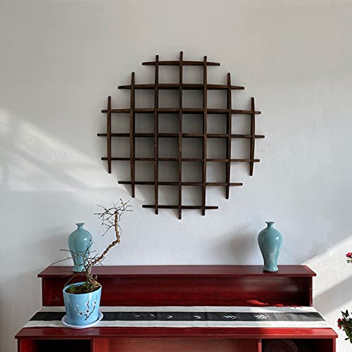 ZWJABYY Antique Display Rack,Curio Shelf,Round Shelf,Wooden Wall Shelf Chinese Simple Modern Racks Retro Porch Tea Display Cabinet,B-100 * 100cm