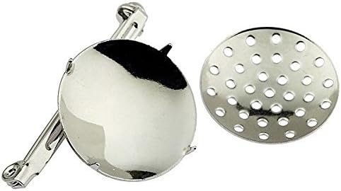 50pcs Silver Tone Plated Cabochon Round Setting Base Pin Brooch 34mm Jewelry Findings BP12