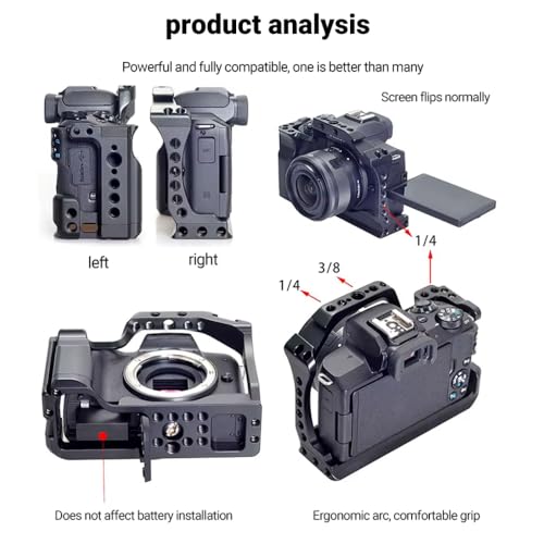 Image of Yantralay Lightweight Camera Cage for Can on R6 DSLR Camera | CNC Aluminum Rabbit Cage with Cold Shoe & 1 /4 inch 3 /8 inch Mounts | DSLR Accessories (Only Camera Rabbit Cage Included in Package)
