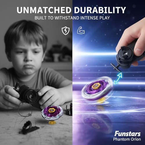 Image of Funstars Phantom B:D Metal Fusion Spinning Top Aluminum Alloy and Plastic Design with String Launcher Classic Spin Toy for Kids (BB118)