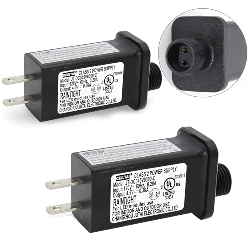 Image of Pack of 2 4.5V 1.35W Power Supply, Transformer for CZJUTAI JT-DC045V0300-C IP44 4.5V1.35W for Christmas Lighting, String Light, Projector Light, Lawn Lamp, Inflatable Device [X2D3]