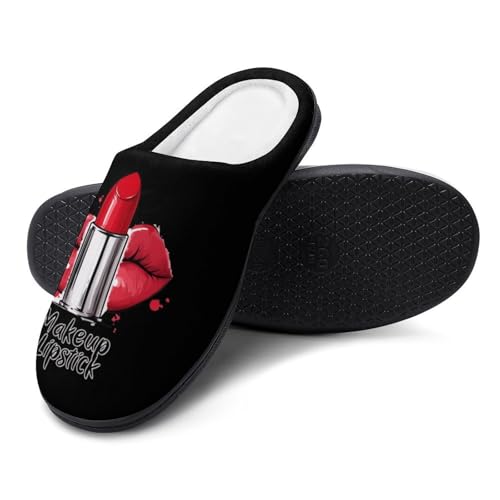 Makeup Lips Lipstick Womens Cotton Slippers Warm House Shoes for Indoor Outdoor4