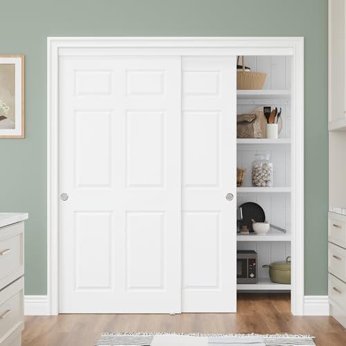 Sliding Closet Doors for 72"x80" Opening, 6-Panel Solid Core Closet