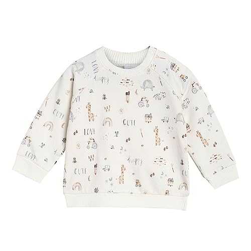 Image of miniklub Boys Beige Printed Pure Cotton Sweatshirt