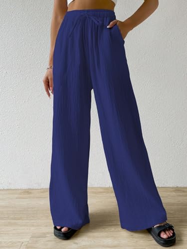 Image of Shasmi Women's Trousers | Wide Leg Casual Pants Featuring a Relaxed Silhouette | Secure fit for All-Day wear | Convenient Side Pockets | Straight-Leg Cut | Elegant Design | Premium (157)