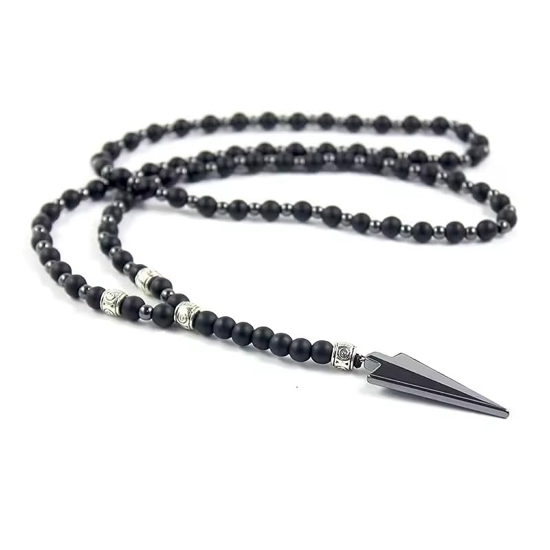 THE MEN THING FLETCH ARROW BLACK - 6" mm Black Matte Onyx Round Beads Arrow Necklace for Men and Boys (36 inch) (B0D2KTG22D) Amazon Price History, Amazon Price Tracker